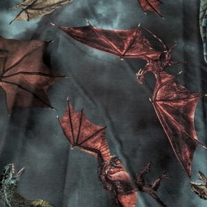 Cotton Fabric By The Yard Fighting Dragons